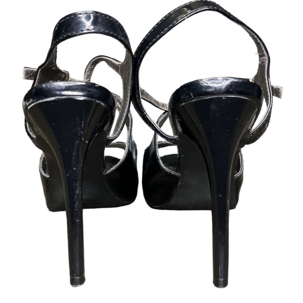 Sexy Wednesday 8M Carlos Black Patent Open-Toe Heels With Ankle Stiletto - Picture 10 of 12